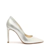 Schutz Lou Metallic Leather Pump In Silver
