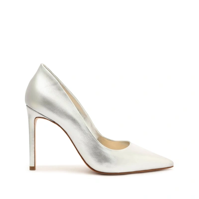 Schutz Lou Metallic Leather Pump In Silver