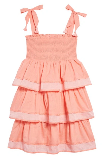 Zimmermann Kids' Smocked-panel Midi Dress In Peach