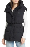 Canada Goose Rayla Belted Hooded Water Repellent 750 Fill Power Down Vest In Black - Noir