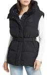 Canada Goose Rayla Belted Hooded Water Repellent 750 Fill Power Down Vest In Black