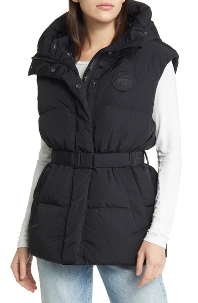 Canada Goose Rayla Belted Hooded Water Repellent 750 Fill Power Down Vest In Black - Noir