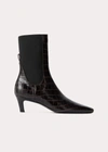 TOTÊME THE MID HEEL LEATHER BOOT DARK BROWN CROCO