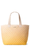 Mz Wallace Large Metro Gradient Quilted Nylon Tote Deluxe In Sunflower Ombre