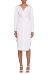 Staud Clea Ruched Shirtdress In White