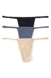 Hanky Panky Breathe Assorted 3-pack G-string Thongs In Granite- Taupe- Black