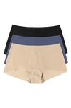 Hanky Panky Breathe Assorted 3-pack Boyshorts In Granite- Taupe- Black