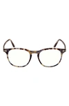 Tom Ford 53mm Square Blue Light Blocking Glasses In Colored Havana