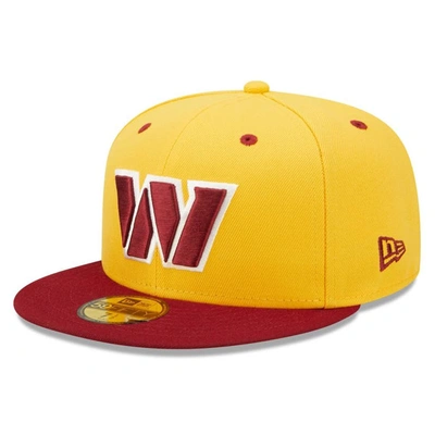 New Era Men's  Gold, Burgundy Washington Commanders Flipside 2tone 59fifty Fitted Hat In Gold,burgundy