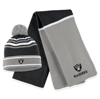 Wear By Erin Andrews Black Las Vegas Raiders Colorblock Cuffed Knit Hat With Pom And Scarf Set In Black