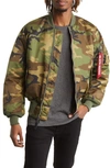 Alpha Industries Reversible Flight Jacket In Woodland Camo