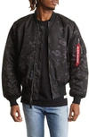 Alpha Industries Reversible Flight Jacket In Territory Black Camo