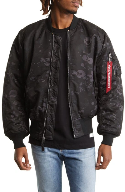 Alpha Industries Reversible Flight Jacket In Territory Black Camo