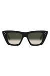 Celine Bold 3 Dots Grey Smoke Cat Eye Ladies Sunglasses Cl40187i 01a 51 In Shiny Black / Gradient Brown