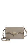 Valentino Garavani Small Rockstud Leather Shoulder Bag In Nb9 Moon Taupe