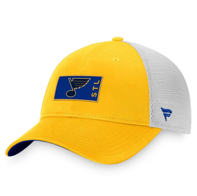 Fanatics Branded Gold/white St. Louis Blues Authentic Pro Rink Trucker Snapback Hat In Gold,white