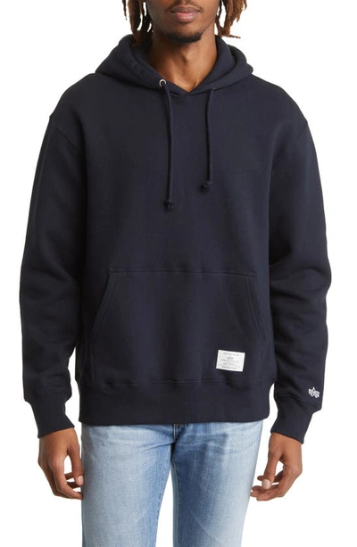 Alpha Industries Essential Washed Hoodie In Replica Blue