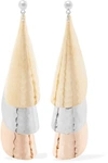 JW ANDERSON HAMMERED GOLD-PLATED, SILVER-TONE AND ROSE GOLD-TONE EARRINGS