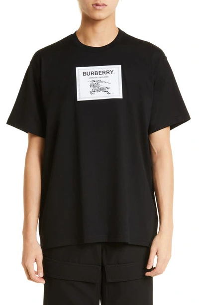 Burberry Logo-patch Cotton T-shirt In Black