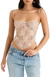 House Of Cb Fernanda Semisheer Crop Lace Camisole In Cream