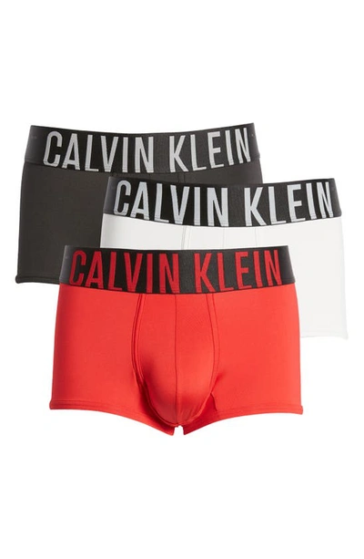 Calvin Klein Assorted 3-pack Intense Power Micro Low Rise Trunks In Exact/black/silver Haze