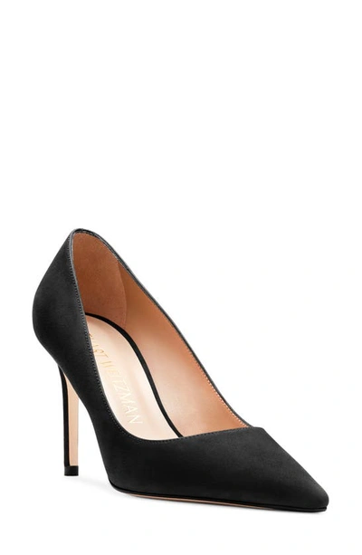 Stuart Weitzman Stuart Pointed Toe Pump In Black Suede