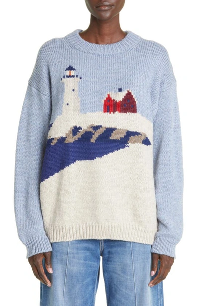 Bode Highland Lighthouse-intarsia Wool Sweater In Multi