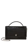 ALEXANDER MCQUEEN MEDIUM SKULL CROC EMBOSSED LEATHER TOP HANDLE BAG