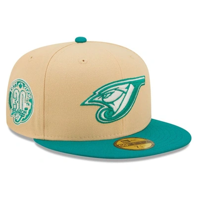 New Era Men's  Natural, Teal Toronto Blue Jays Mango Forest 59fifty Fitted Hat In Natural,teal