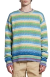 Marni Striped Intarsia Virgin Wool Sweater In Lake