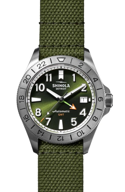 Shinola Men's Monster Gmt Automatic Bracelet Watch Gift Set With Nylon Strap, 40mm In Dark Olive