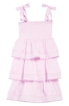 ZIMMERMANN KIDS' CLOVER TIE SHOULDER SHIRRED TIERED COTTON DRESS