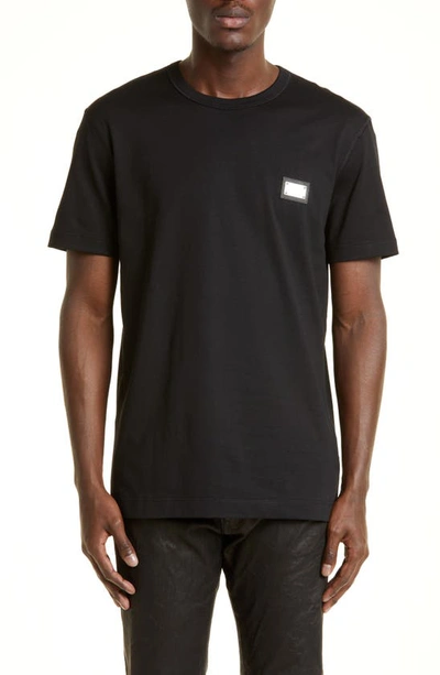 DOLCE & GABBANA DOLCE&GABBANA LOGO PLATE CREWNECK COTTON T-SHIRT