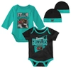 MITCHELL & NESS INFANT MITCHELL & NESS BLACK/TURQUOISE VANCOUVER GRIZZLIES HARDWOOD CLASSICS BODYSUITS & CUFFED KNIT