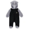 Outerstuff Newborn And Infant Boys And Girls Black, Gray New Orleans Saints Game Nap Teddy Fleece Bunting Full- In Black