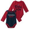 Outerstuff Newborn And Infant Boys And Girls Red, Navy Houston Texans 2-pack Little Player Long Sleeve Bodysuit In Red