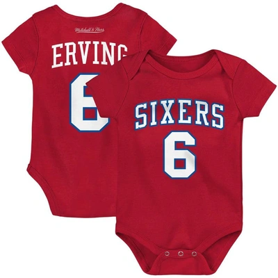 Mitchell & Ness Babies' Infant  Julius Erving Red Philadelphia 76ers Hardwood Classics Name & Number Bodysuit