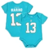 MITCHELL & NESS INFANT MITCHELL & NESS DAN MARINO AQUA MIAMI DOLPHINS MAINLINER RETIRED PLAYER NAME & NUMBER BODYSUI