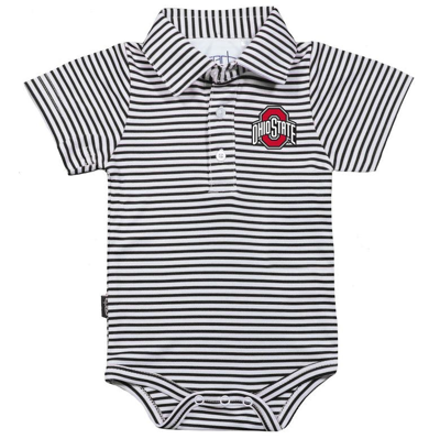 Garb Babies' Infant Boys And Girls  Black, White Ohio State Buckeyes Carson Striped Short Sleeve Bodysuit In Black,white