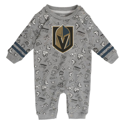 Outerstuff Babies' Infant Heathered Gray Vegas Golden Knights Gifted Player Long Sleeve Romper In Heather Gray