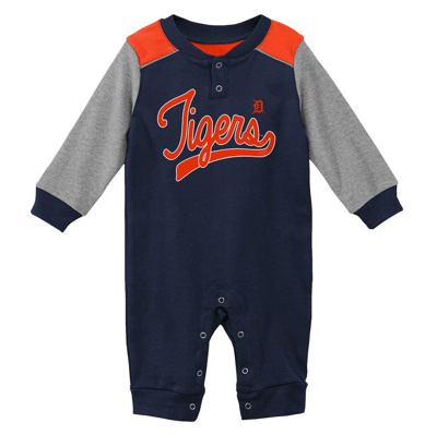 Outerstuff Babies' Unisex Newborn Infant Navy And Heathered Gray Detroit Tigers Scrimmage Long Sleeve Jumper In Navy,heathered Gray