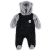 Outerstuff Newborn Infant Boys And Girls Black, Gray Pittsburgh Steelers Game Nap Teddy Fleece Bunting Full-zip In Black