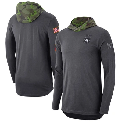 Nike Anthracite Michigan State Spartans Military Long Sleeve Hoodie T-shirt