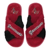 FOCO FOCO RED TAMPA BAY BUCCANEERS TWO-TONE CROSSOVER FAUX FUR SLIDE SLIPPERS