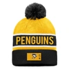 FANATICS FANATICS BRANDED BLACK/GOLD PITTSBURGH PENGUINS AUTHENTIC PRO RINK CUFFED KNIT HAT WITH POM