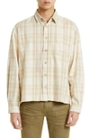 John Elliott Hemi Oversize Check Cotton Flannel Button-up Shirt In Beige