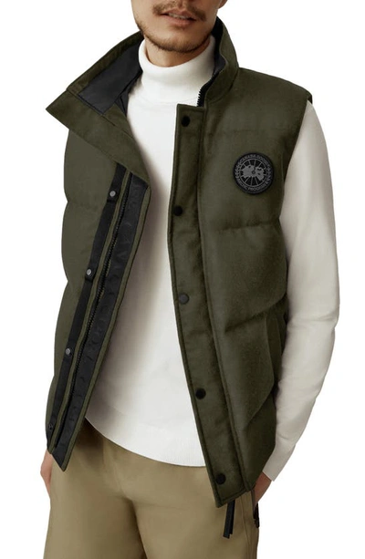 Canada Goose Garson Recycled Wool Blend Down Waistcoat In Military Green Melange