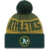 New Era Green Oakland Athletics Authentic Collection Sport Cuffed Knit Hat With Pom In Green
