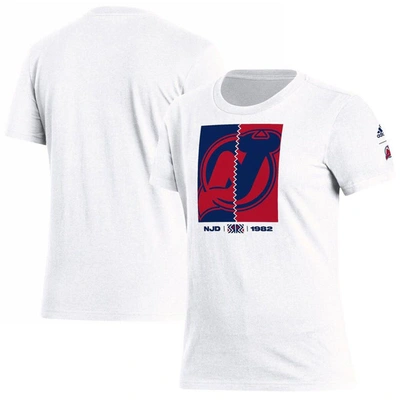 Adidas Originals Adidas White New Jersey Devils Reverse Retro 2.0 Playmaker T-shirt