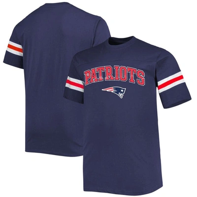 Profile Men's Navy New England Patriots Big And Tall Arm Stripe T-shirt